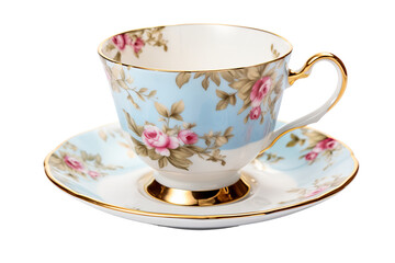 Dainty Porcelain Teacup and Saucer Isolated on White Cut-Out