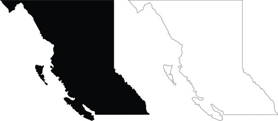 British Columbia province vector map outline silhouette contour 