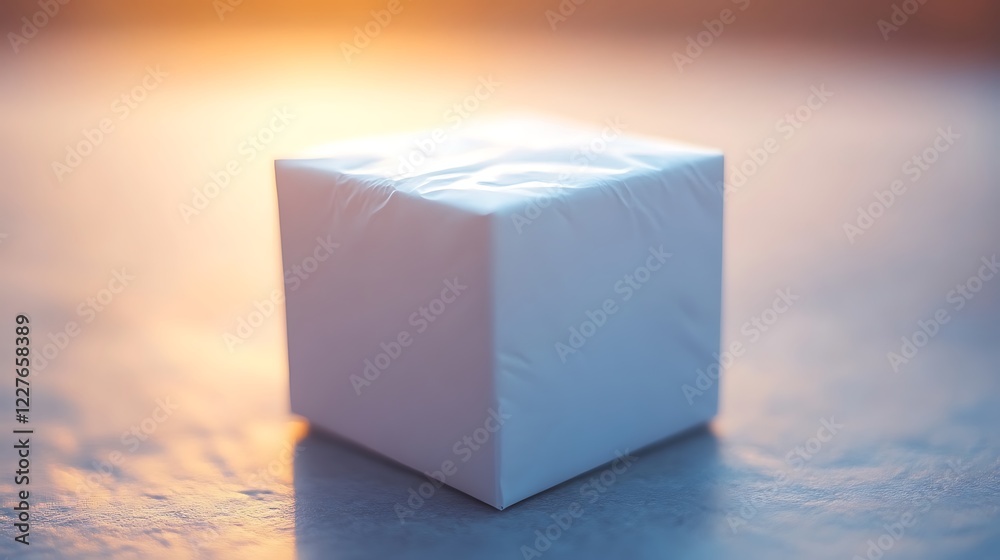 Poster abstract cube with soft light against a gradient background creates an otherworldly scene