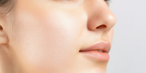 Obraz premium Close-up of Female Facial Skin Texture and Pores