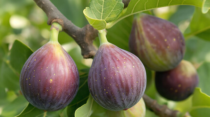 close up of figs on tree
