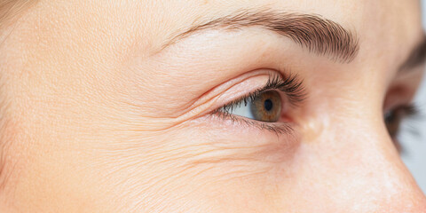 Obraz premium Close-up of Human Eye and Periorbital Wrinkles