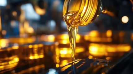 Oil Liquid Flowing from Jar in Bright Commodity Market Environment