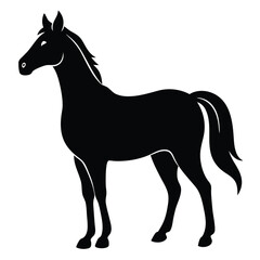 A simple standing horse silhouette with minimal details, vector art