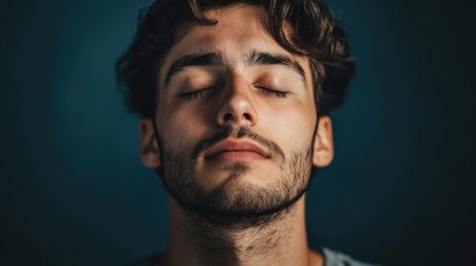 Obraz premium Man meditating with closed eyes representing focus on inner health and wellness through aldosterone balance and hormonal awareness.
