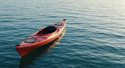 Naklejka premium Kayak on Gentle Water Waves, Clean HD Design