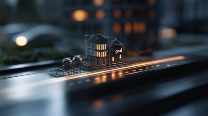 Futuristic architectural model showcasing innovative smart home design and technology, highlighting digital transformation in modern urban living environments.