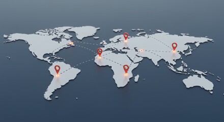 Travel Map with Dotted Paths and Sharp Design