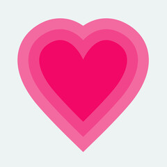 Heart gradient. Valentine's day Pink heart striped pattern. Glowing hearts. Template for wallpaper, banners, greeting card, frame, posters, wedding invitation Flat design White background. Vector