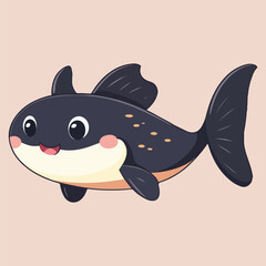 cutre cat fish vector illustration 
