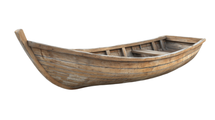 Rustic Wooden Rowboat Isolated on Transparent Background