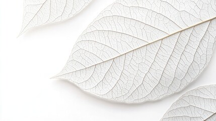 Delicate Natural Leaf Texture on White Background Showcasing Intricate Veins and Patterns for Design and Nature Themes