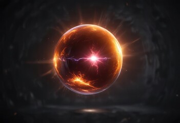 Glowing, glowing orb floating above a dark background with an electric aura , ambiance, radiant