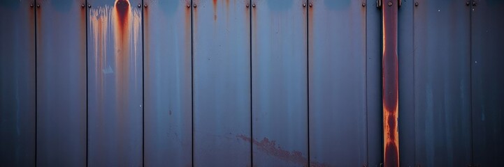 rusted steel wall with dark blue and purple undertones, dark colors, industrial heritage