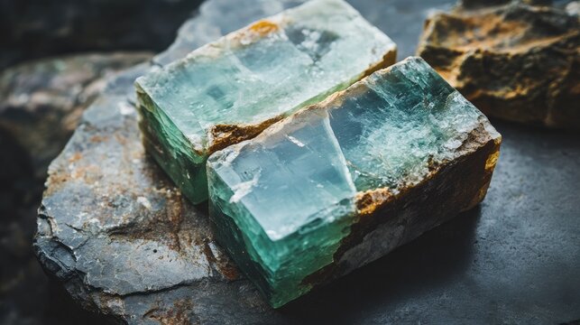 Natural Mineral Business Card Featuring Raw Stones Showcasing Organic Beauty and Intricate Reflective Qualities