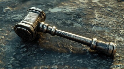 Metal Gavel Representing Authority and Decision Making in Financial Trading and Investment Context