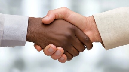 Two hands shaking in a business meeting