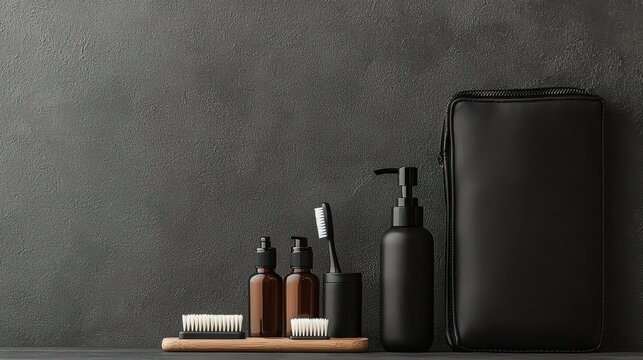 Travel grooming kit featuring a compact razor, toothbrush, and small containers for liquids