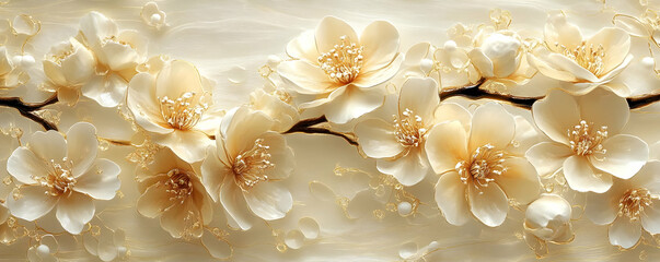 Elegant cream floral wall art