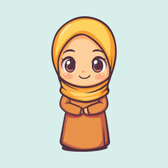 relligous muslim women praying cartoon vector illustration 