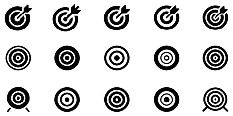 Target icons set. Goal symbol collection. Simple target with arrow. Darts icon. Hitting the bullseye icon line and flat style. Vector Illustration. EPS 10