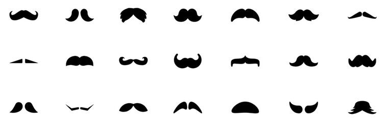 Mustache icon collection. Set of black man mustache icons. Man mustache icon set. Mustache beard icon. Vector Illustration. EPS 10
