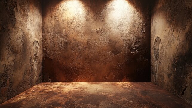 Textured rustic plaster wall with warm lighting creating an inviting backdrop for artistic displays or photography setups
