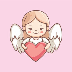 Cute cartoon angel character vector illustration 