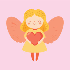 Cute cartoon angel character vector illustration 