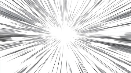 Abstract black and white radial burst background image. High contrast, radiating lines converge at the center, creating a dynamic, energetic effect