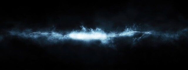 Fototapeta premium Powerful lightning strike reveals ominous clouds with negative space for text showcasing the raw intensity of nature's fury.