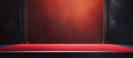 Movie theater stage with empty red carpet and customizable background for promotional text or event announcements