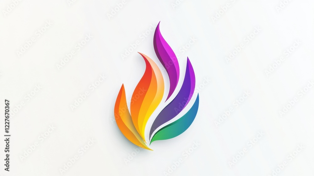 Poster colorful flame icon representing creativity and passion in a modern design. generative ai