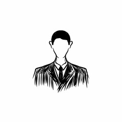 faceless businessman in a suit. Minimalist and sketch-style design, hand drawn vector illustration suitable for branding or conceptual artwork