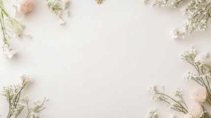 Elegant White Flowers Frame Background Design