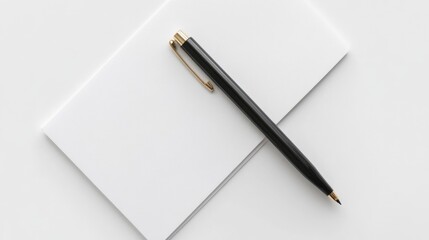 Medical Prescription Mockup with Elegant Pen on Clean White Background Top View for Healthcare and Pharmaceutical Designs