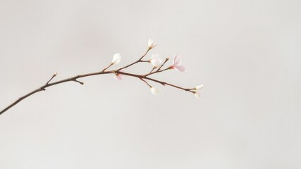 Obraz premium Pastel-hued branch against a muted watercolor background, with subtle reflections and shadows adding depth to the composition, calming scene, reflection