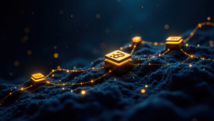 A digital representation of a network with glowing connections.