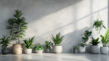Minimalist indoor plant arrangement enhancing cozy ambiance in serene natural light setting