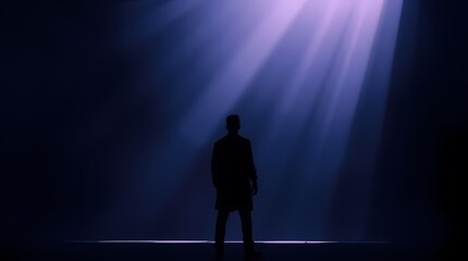 silhouette of a person in a spotlight
