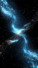 Stunning Swirling Galactic Formation with Bright Blue Stars and Nebulae