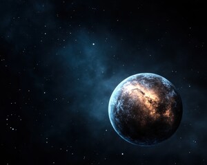 Fototapeta premium Beautiful Cosmic Scene of Planet Surrounded by Starry Background