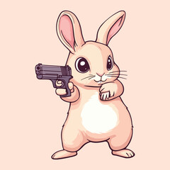 A rabbit with a gun vector illustration