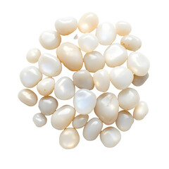 Moonstone Pebbles – Smooth, glowing white stones that feel warm to the touch. white
