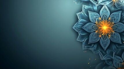 Elegant Teal Mandala Floral Design With Glowing Center