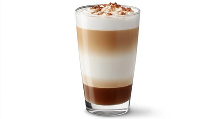 Delicious latte macchiato served in a tall glass showcasing rich layers of coffee and cream for a perfect coffee experience.