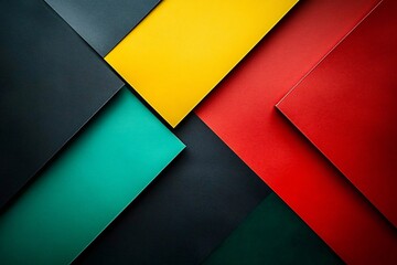 Vibrant geometric composition for Black History Month, ideal for promotions celebrating diversity and heritage with ample copy space for text integration.