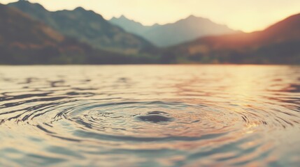 Rippling water surface at sunset mountain lake nature serene environment close-up view tranquility and reflection