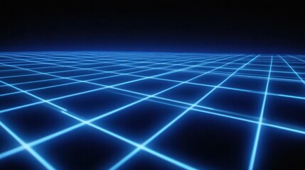 Futuristic grid, glowing lines, dark background, digital landscape, tech concept