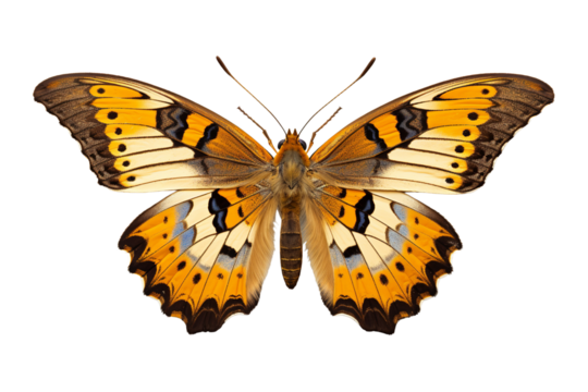 Delicate Butterfly in Resting Pose Isolated on White Cut-Out